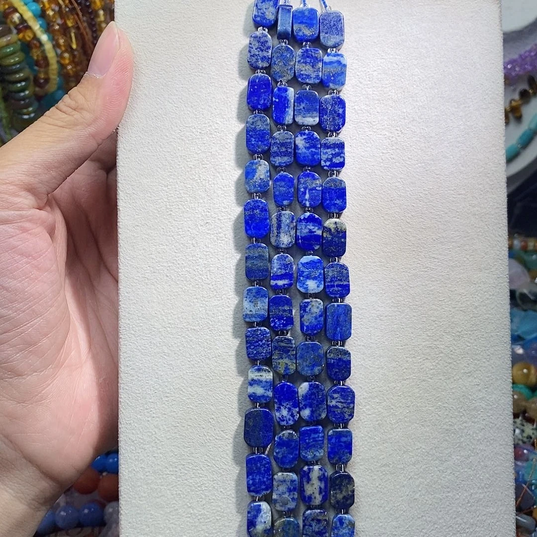 石英质玉未镶嵌，天然青金无事牌8×12mm短条，