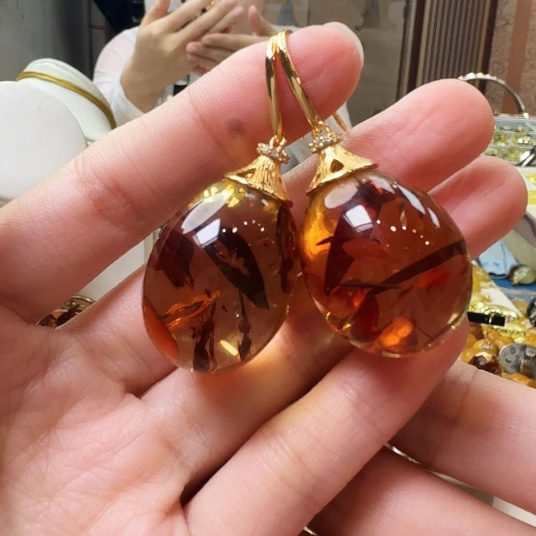 琥珀未镶嵌颈饰耳坠