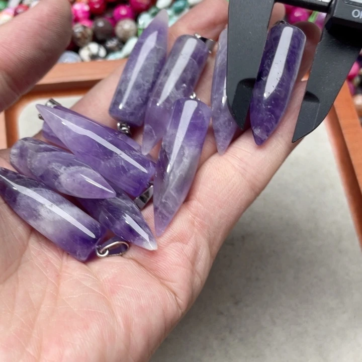 玛瑙/玉髓合金珠宝半成品一个12x38m紫水晶吊坠