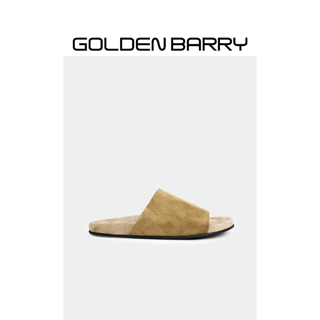 GOLDENBARRY|643056反绒皮一字平底拖鞋【微瑕】