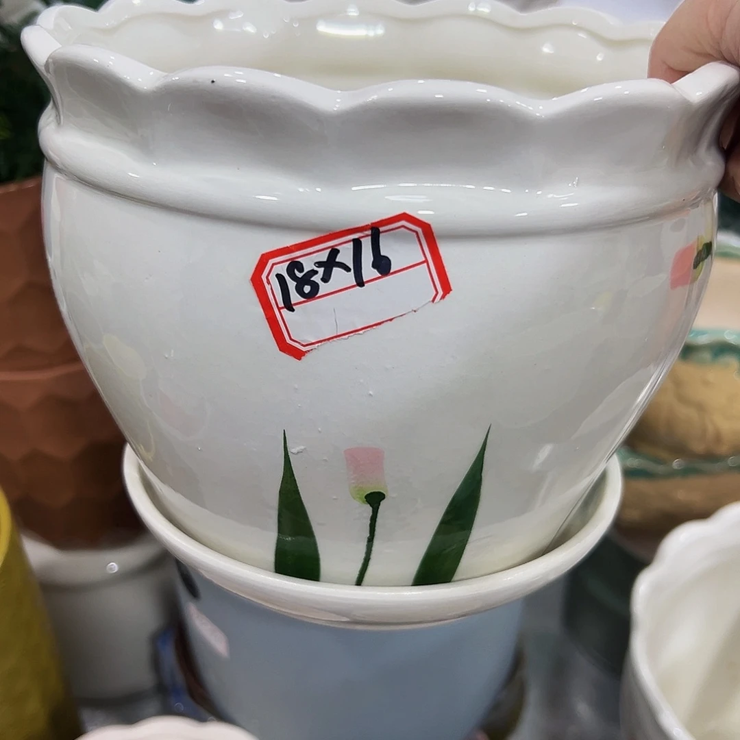 外贸尾单陶瓷花盆凑10米包邮