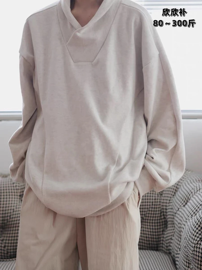 300斤大码美式重磅德绒春秋卫衣圆领T恤长袖韩版宽松男士男款t恤