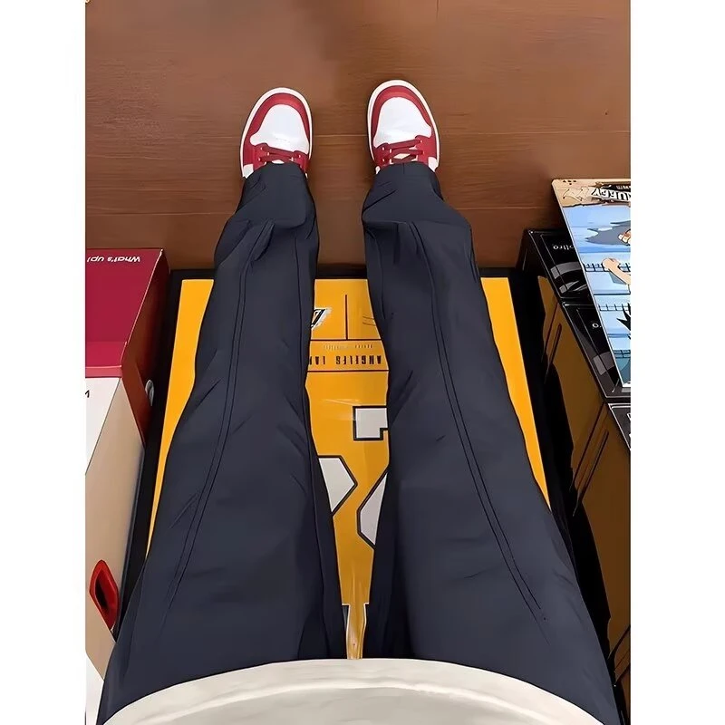 斜切拼接工装裤子男款夏季设计感直筒休闲裤男美式户外高街冲锋裤