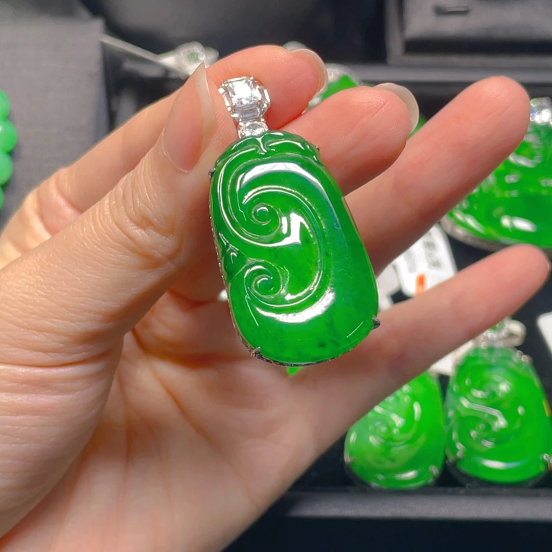 翡翠银S925镶嵌吊坠(不含链)