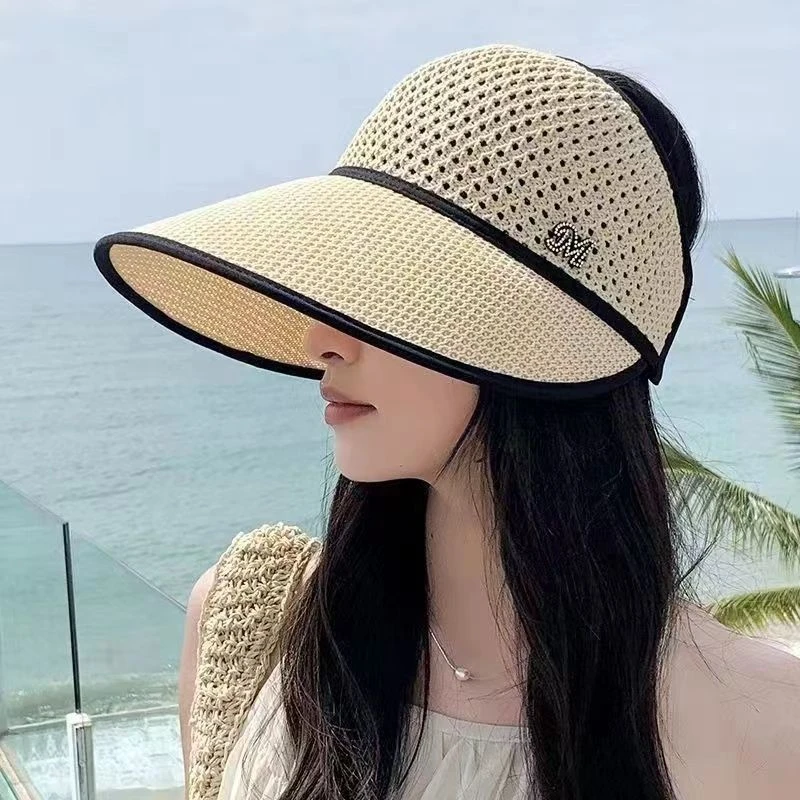 夏天中老年人帽子女妈妈遮阳帽遮脸防晒透气薄款大檐空顶太阳帽LQ