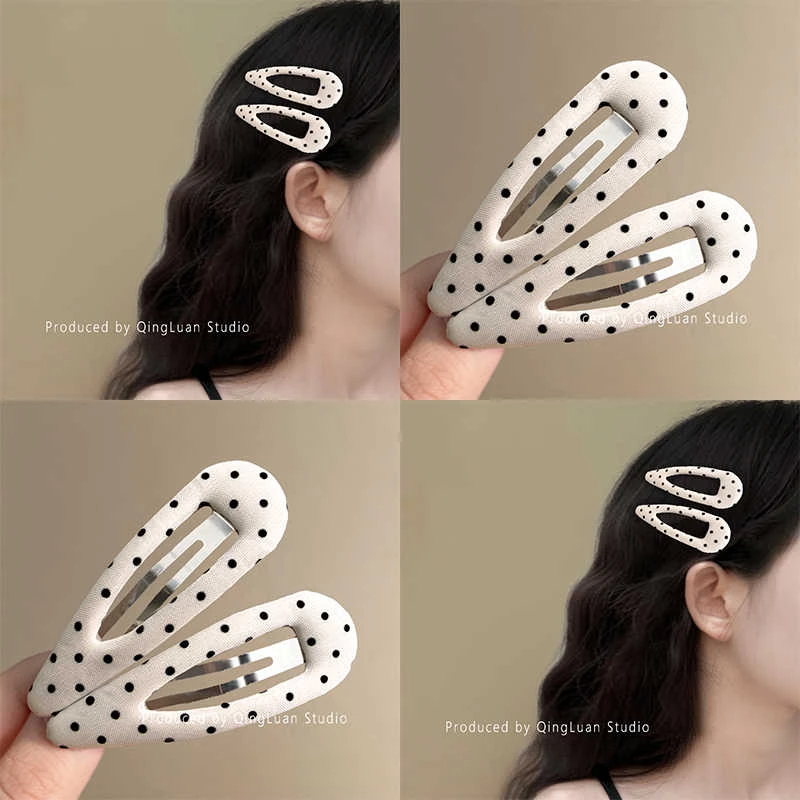 法式复古气质波点发夹女2025新款高端复古少女感bb夹盘发前额发卡