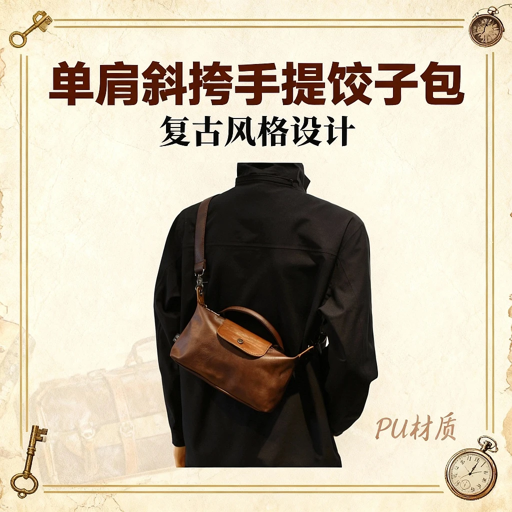 高级感小众包包男女2025新款超火单肩斜挎包复古小手提包饺子包潮