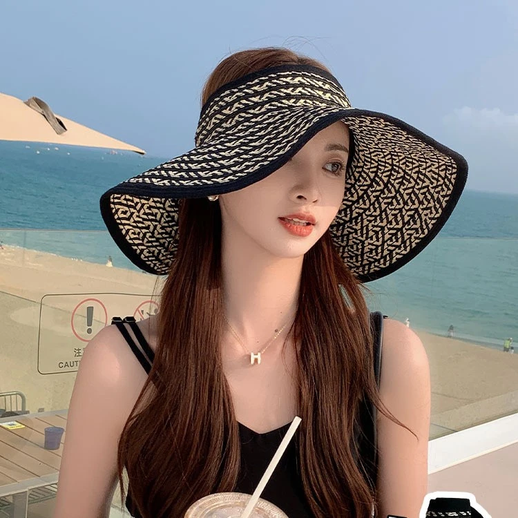防晒帽子女遮阳全覆盖可折叠出游空顶帽夏季遮阳休闲太阳帽批发