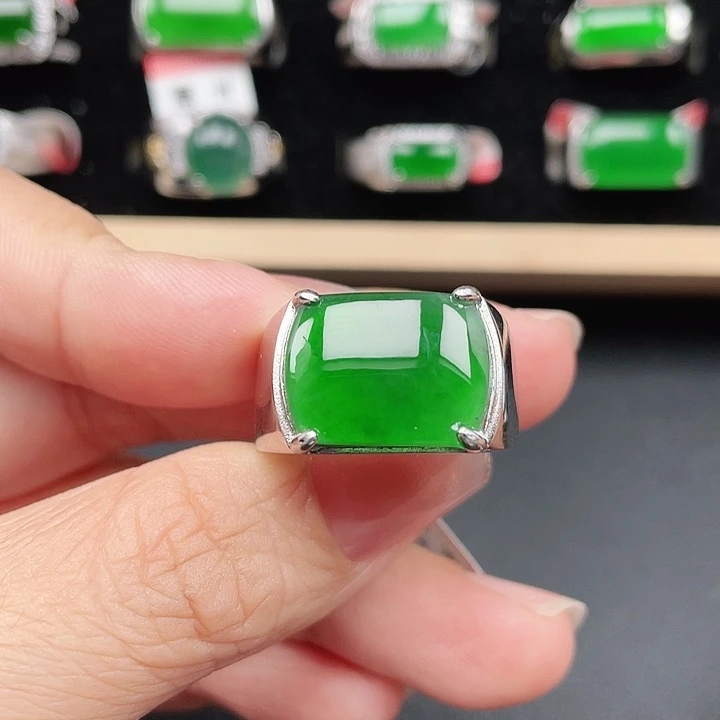 翡翠银S925镶嵌戒指编号0172没运费险天然a货翡翠