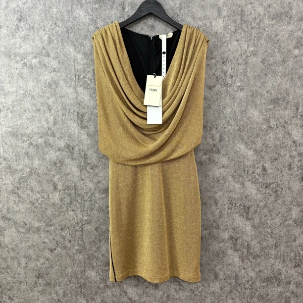 未使用 FENDI/芬迪 芬迪金色连衣裙