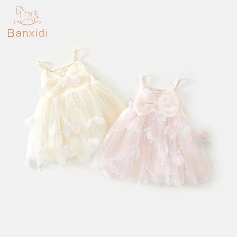 班喜迪女童连衣裙夏新款洋气儿童吊带裙夏装女宝宝公主裙周岁礼服