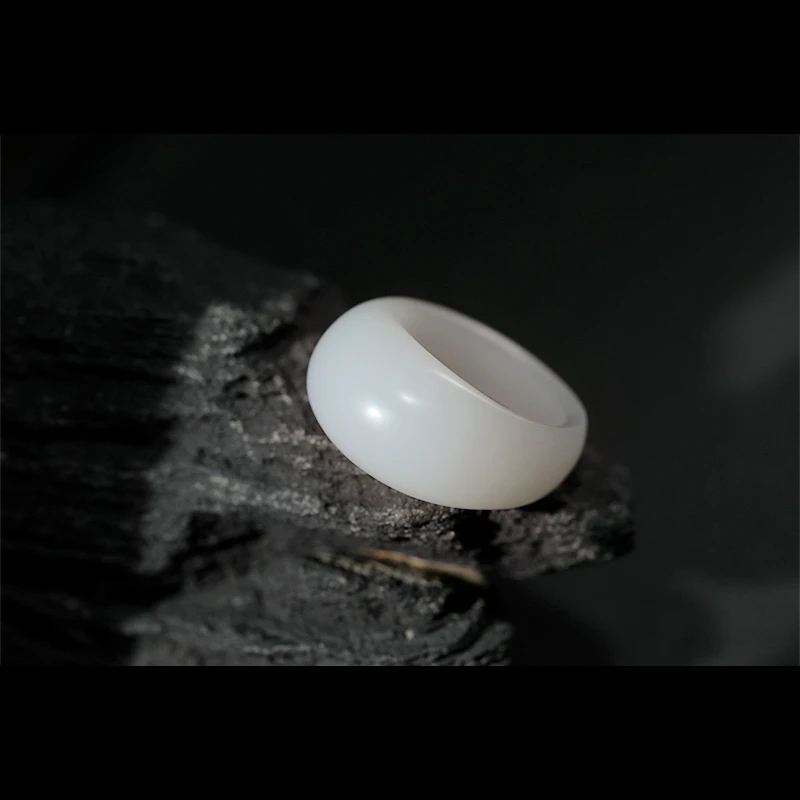 【意婵】《清心》（拍大2号）典藏级老俄料羊脂白玉馒头戒 -906368