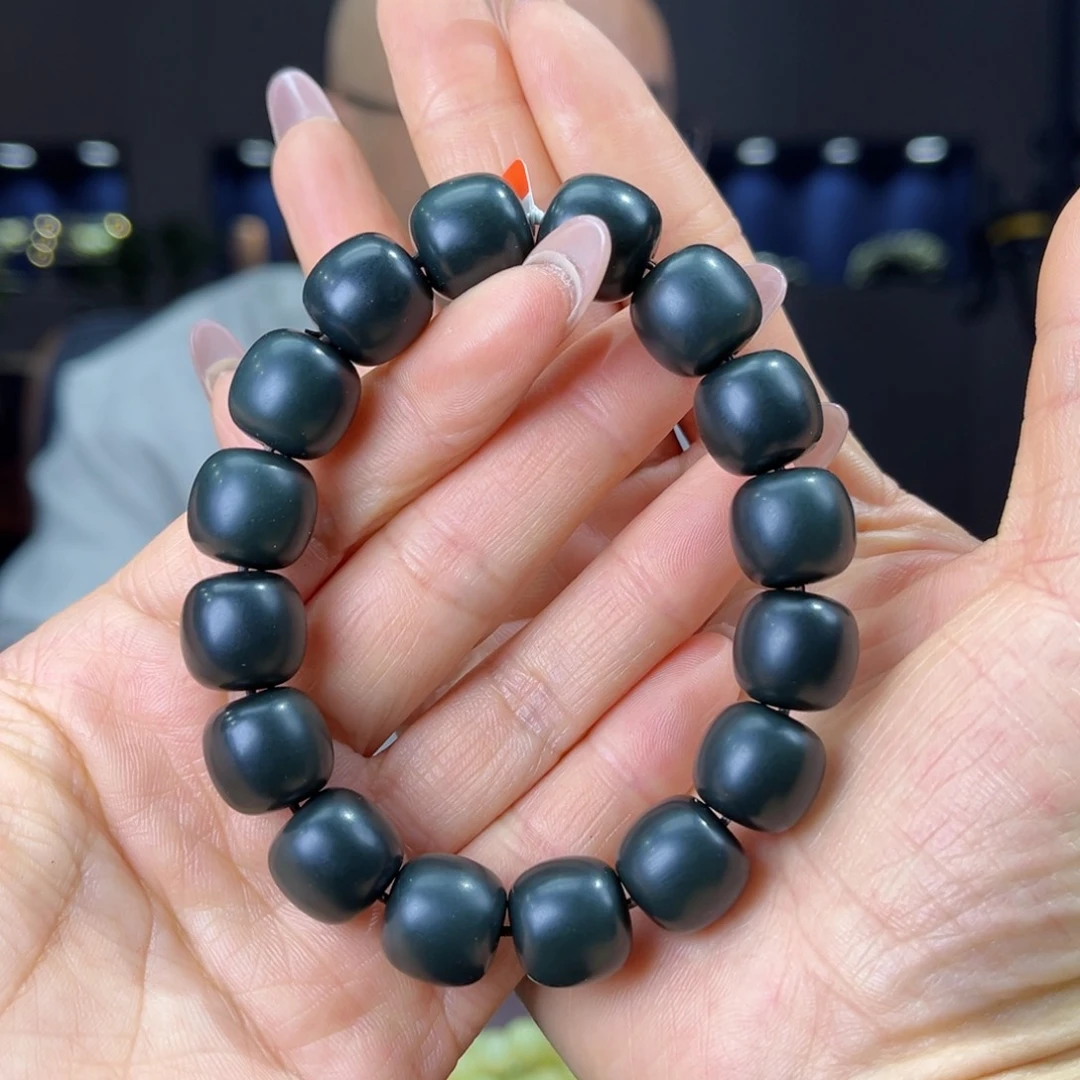 未镶嵌手串和田玉天然和田玉新疆沙枣青特细料14