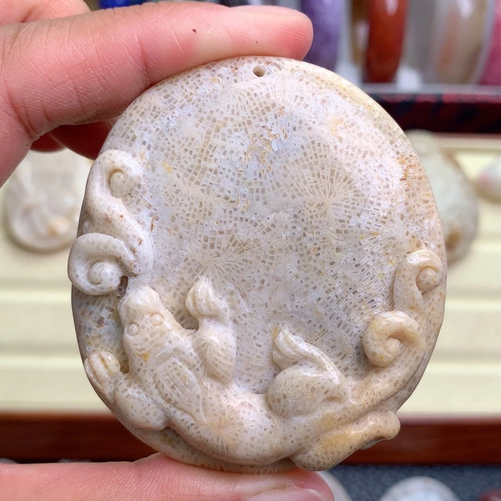 硅化珊瑚（珊瑚玉）未镶嵌吊坠(不含链)