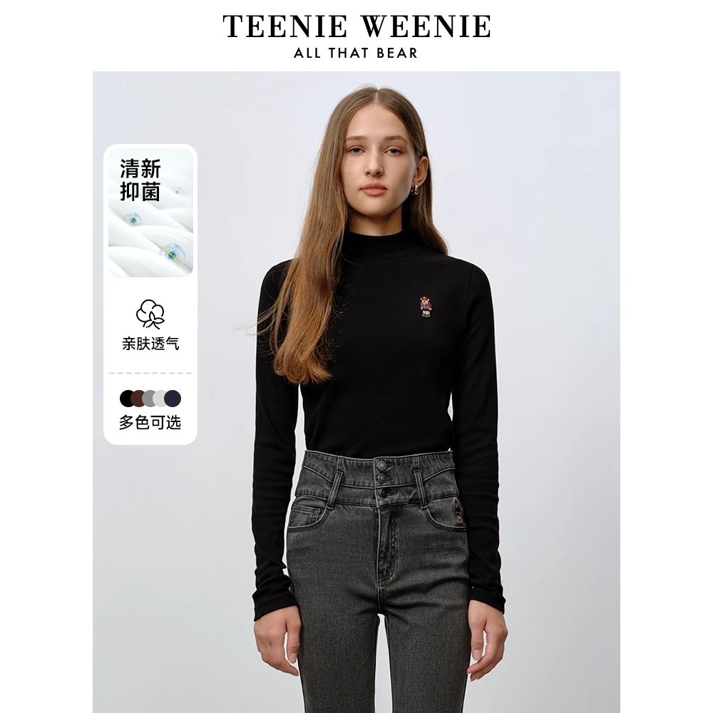 【抑菌】TeenieWeenie小熊24长袖T恤半高领修身打底衫女TTLA247805Q