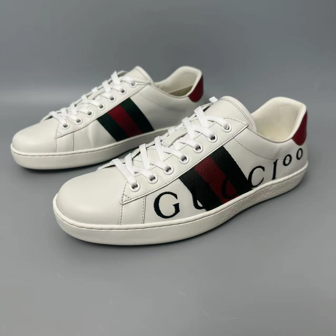 95新 GUCCI/古驰 白色ACE100周年男士时尚百搭板鞋41欧码 jx303
