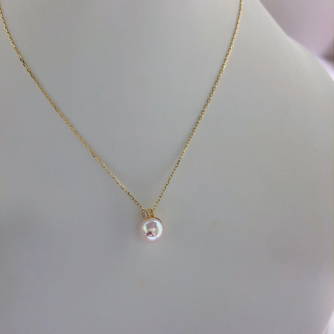 18K金镶嵌海水珍珠吊坠