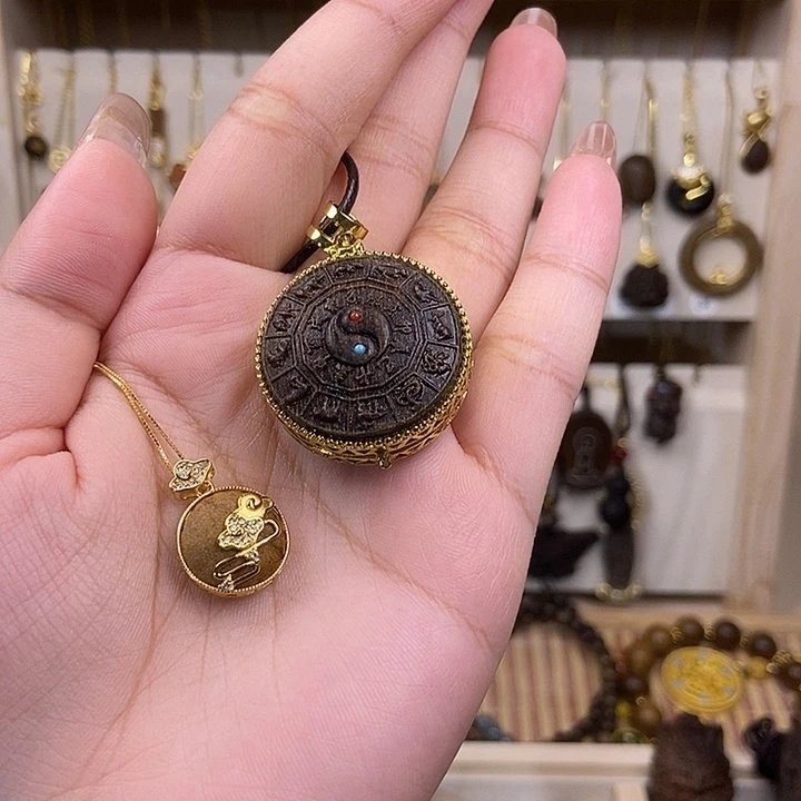 木质吊坠925银圆牌.圆盘