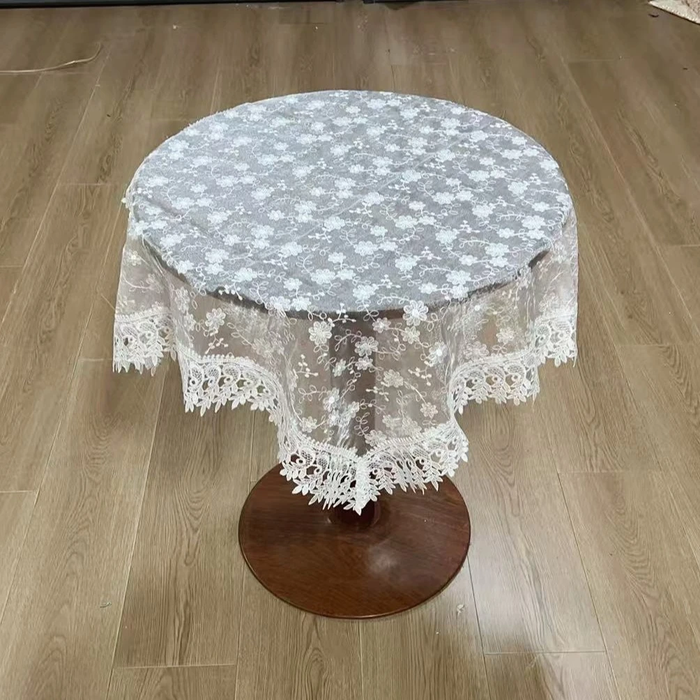 C55 雪纱白色单线小花  (85X85cm方）沙发靠背，立式空调盖巾