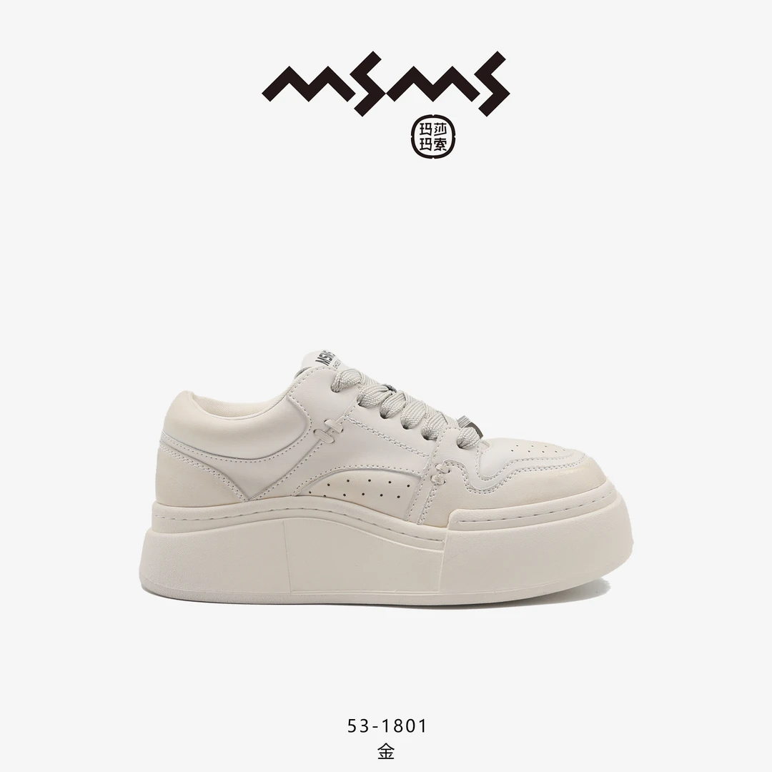 【玛莎玛索】53-1801春季新款白色时尚百搭小众厚底鞋