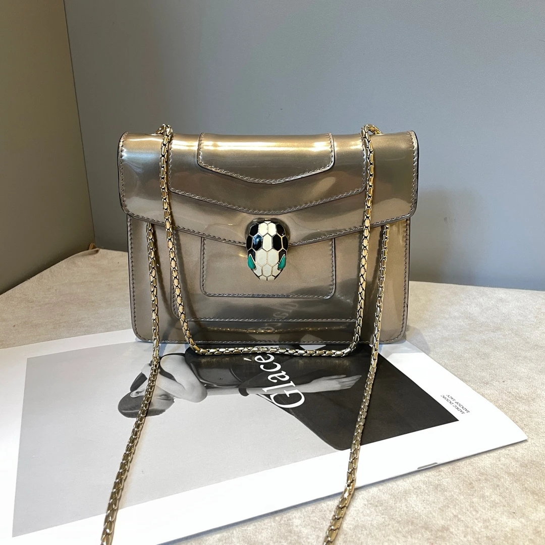 95新 BVLGARI/宝格丽 金色蛇头Serpenti单肩斜挎包