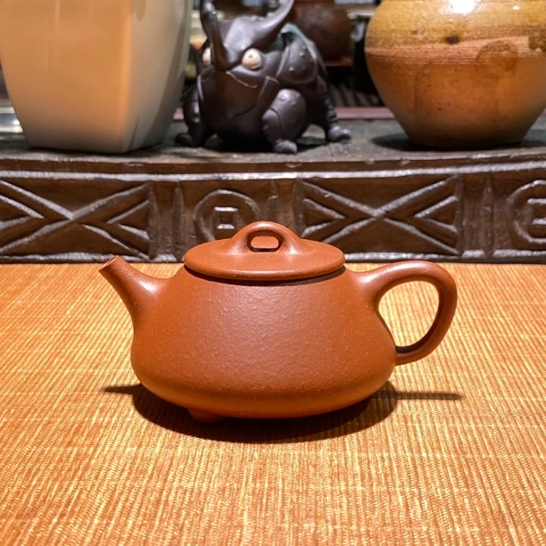 宜兴紫砂壶平盖石瓢壶原矿降坡泥90cc纯手工小容量正宗小品紫砂壶