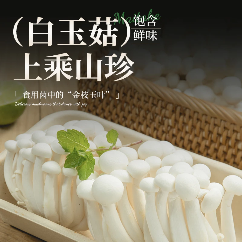 华绿精品白玉菇洁白如玉口感脆嫩新鲜菌菇火锅食材饱含鲜味