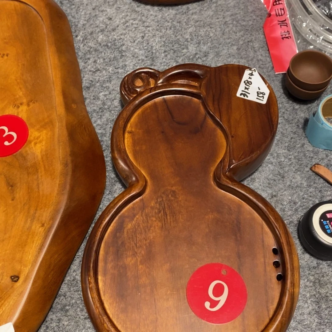 往**风香樟木葫芦造型茶盘