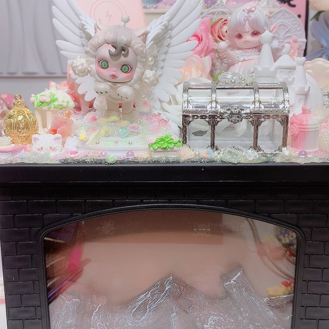 壁炉28厘米大号少配猫女奶油胶手工