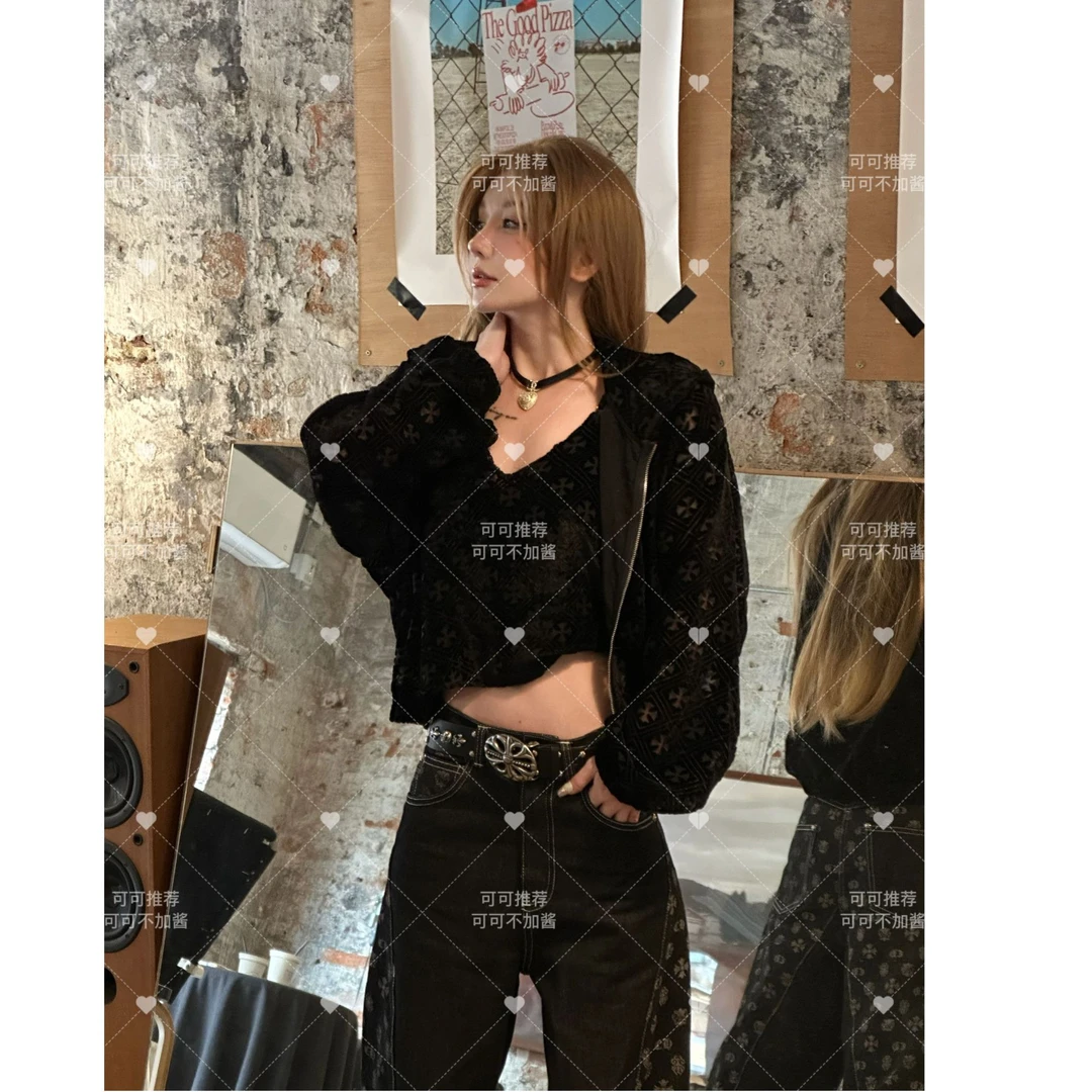 【可可推荐】春季新款定制十字提花满印连帽外套 S595