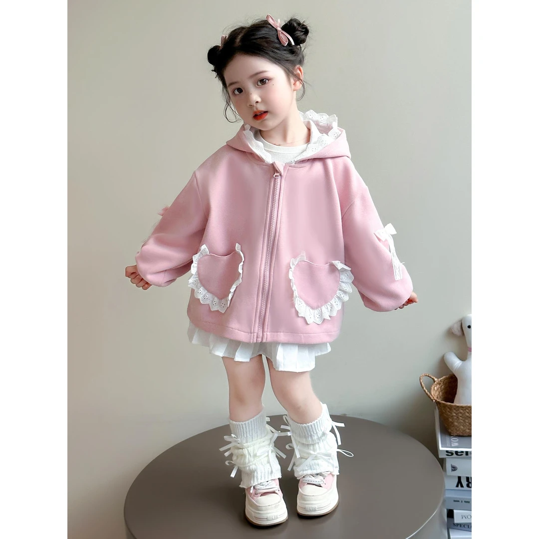 FAVMARTHA女童春秋款连帽外套2025款洋气儿童时尚春装高端小香风