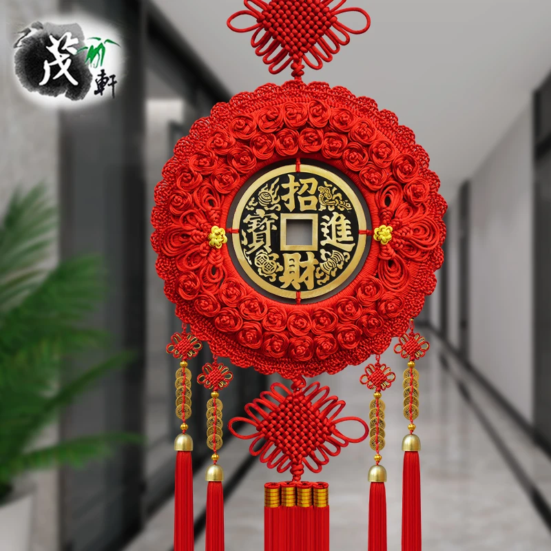 中国结客厅大号五帝钱门对门招财进宝挂件入户门玄关中式家居挂饰