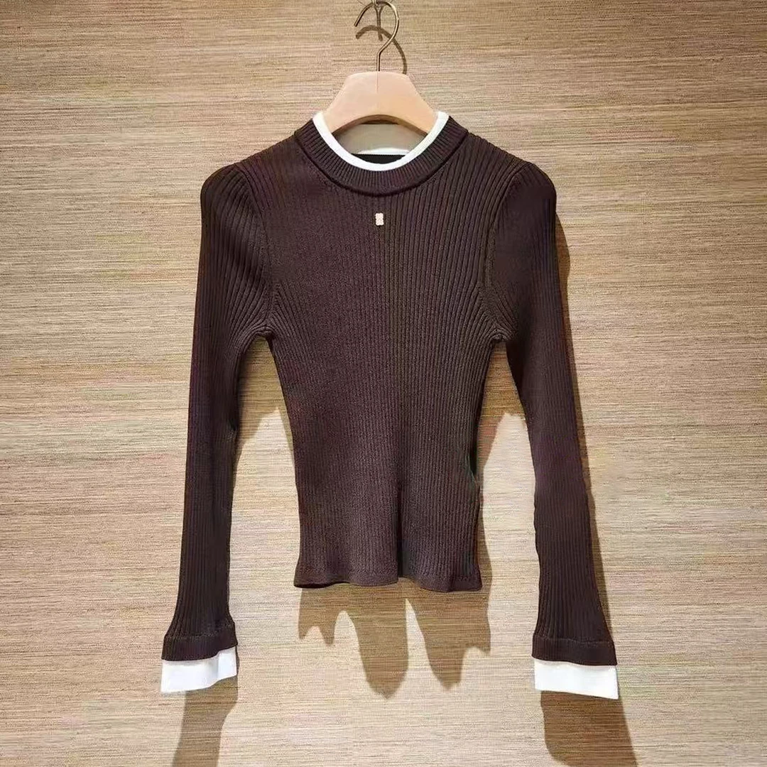 Ada JoJo高端女装2025秋季新款法式假两件修身显瘦针织衫AL6757