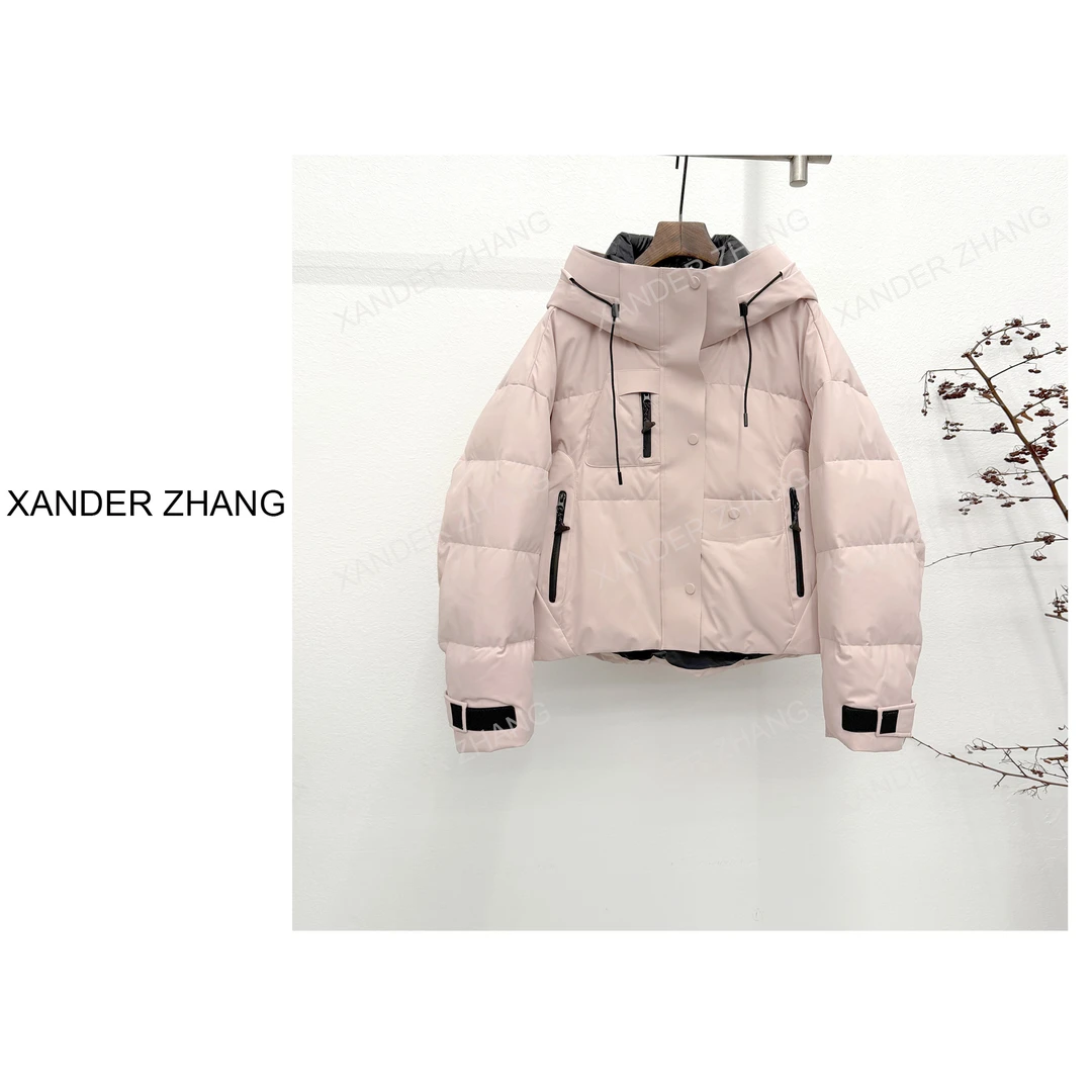 山大张工装风时尚减龄连帽短款羽绒服YBWD1H750保暖白鸭绒百搭