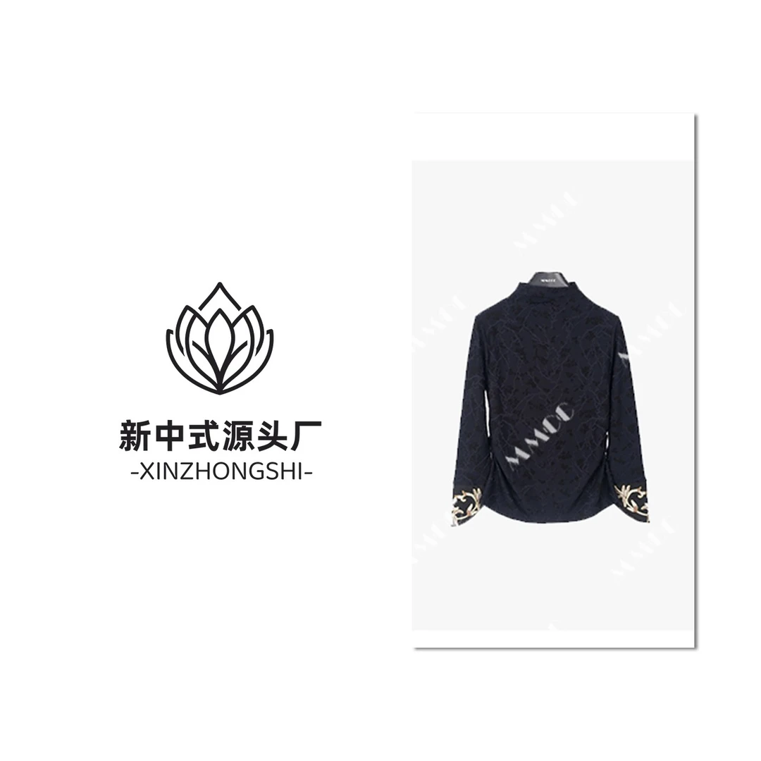 【牡丹花】新中式拜年服提花打底衫2024款薄绒弹力缎小衫E6985