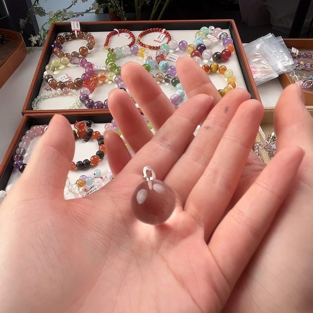 小***牟水晶未镶嵌手链白水吊坠