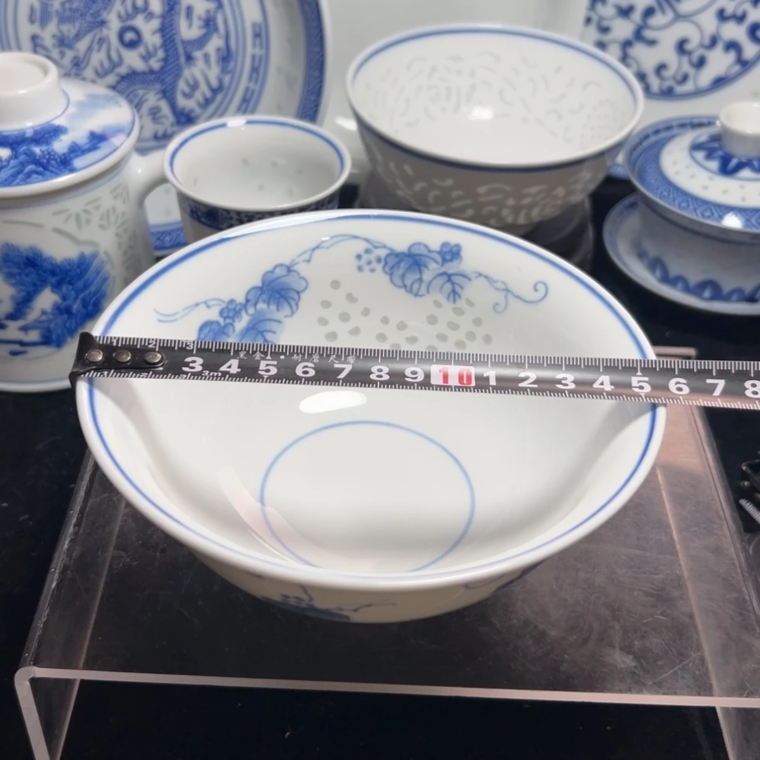 碗青花玲珑6寸葡萄小面碗