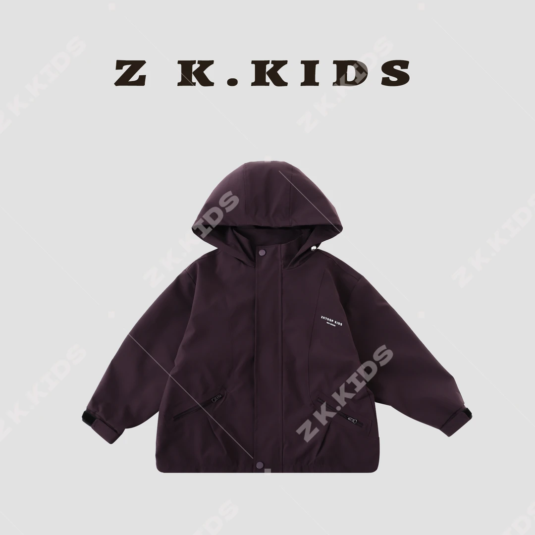 【Z＆K】秋季中大童纯色儿童冲锋衣连帽宽松潮酷痞帅童装ZK-322590