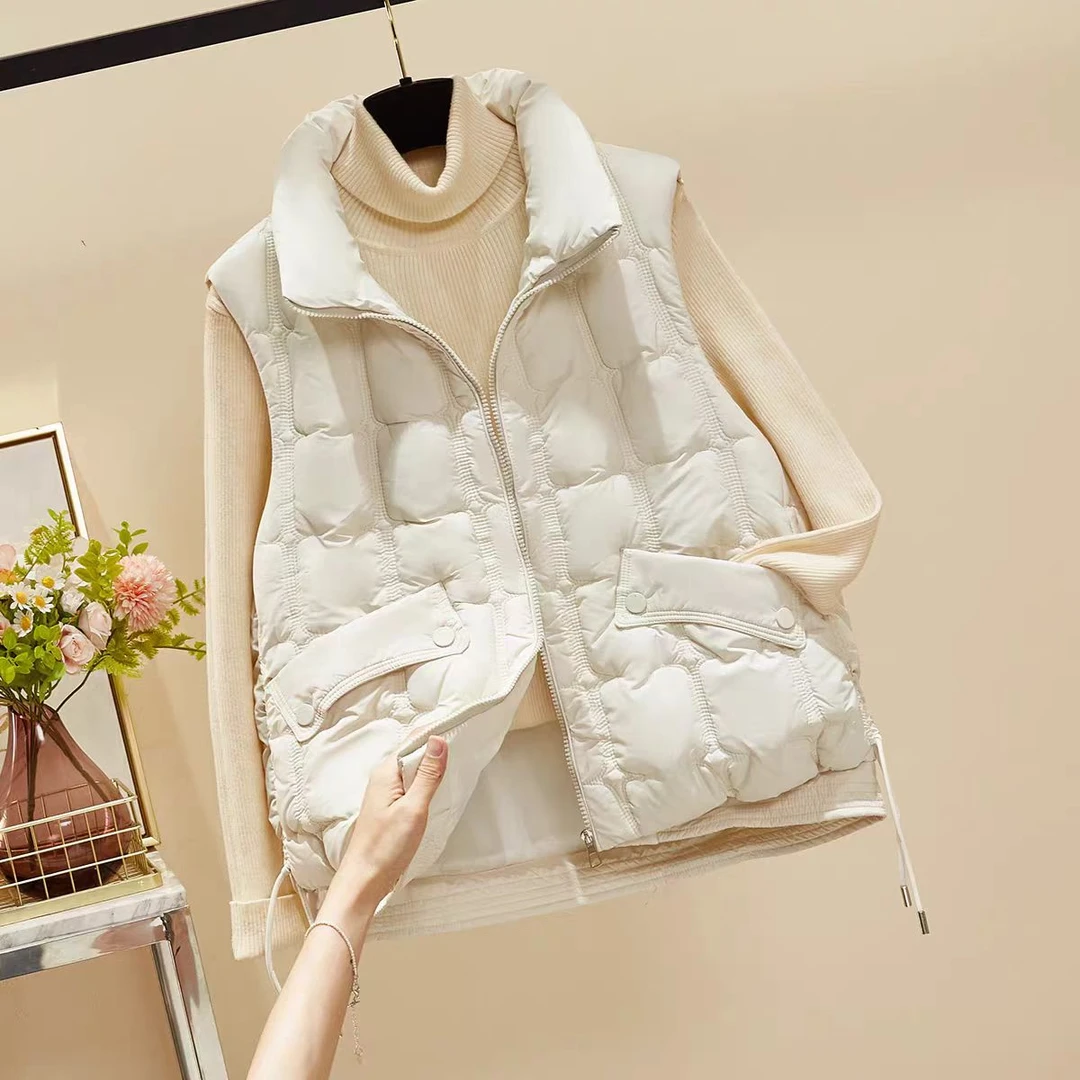 立领韩版女款棉马甲百搭显瘦休闲女士马夹秋冬款（衣长58左右）8607