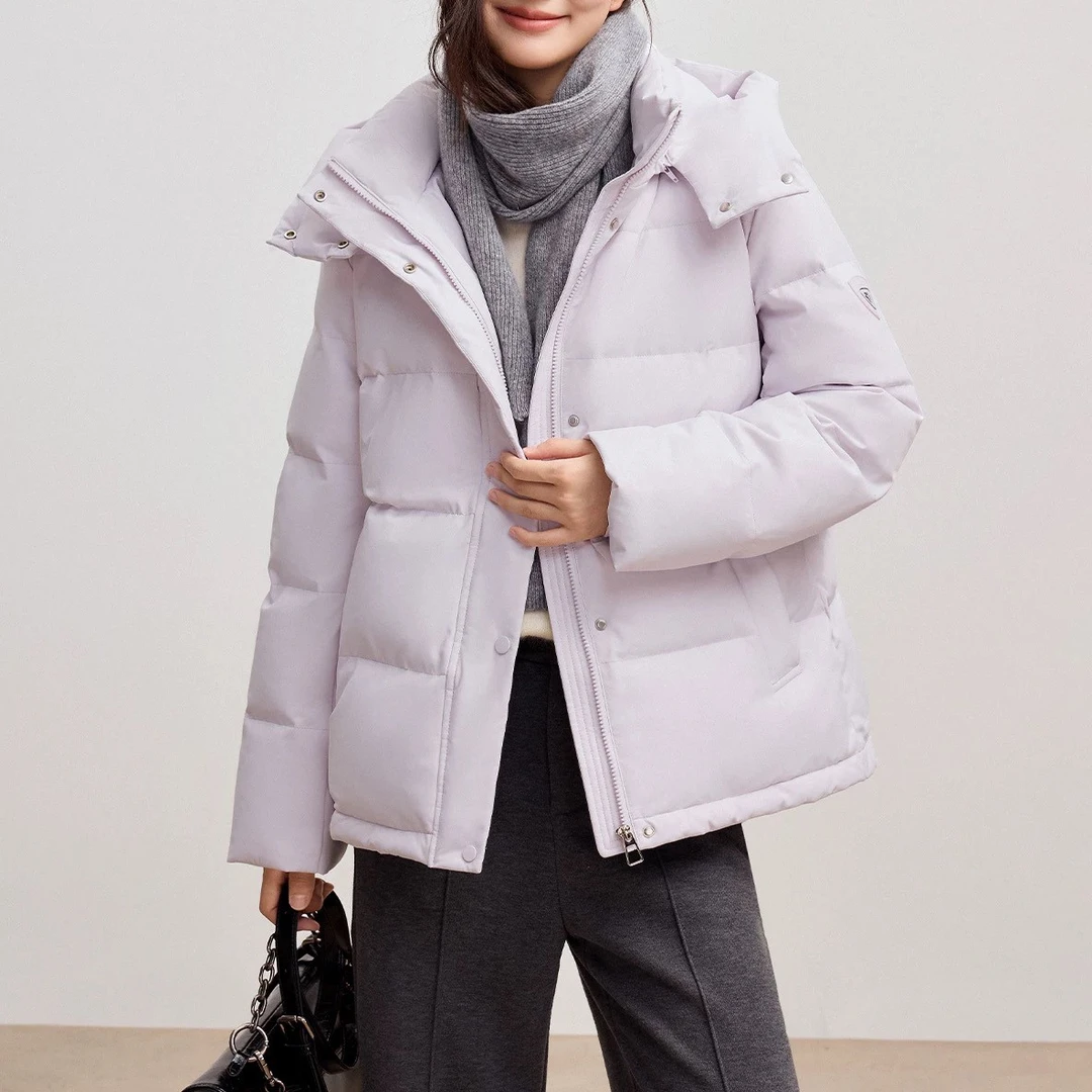 帽子可拆卸 白鹅绒 25新款鹅绒服女情侣短款休闲百搭冬季保暖外套