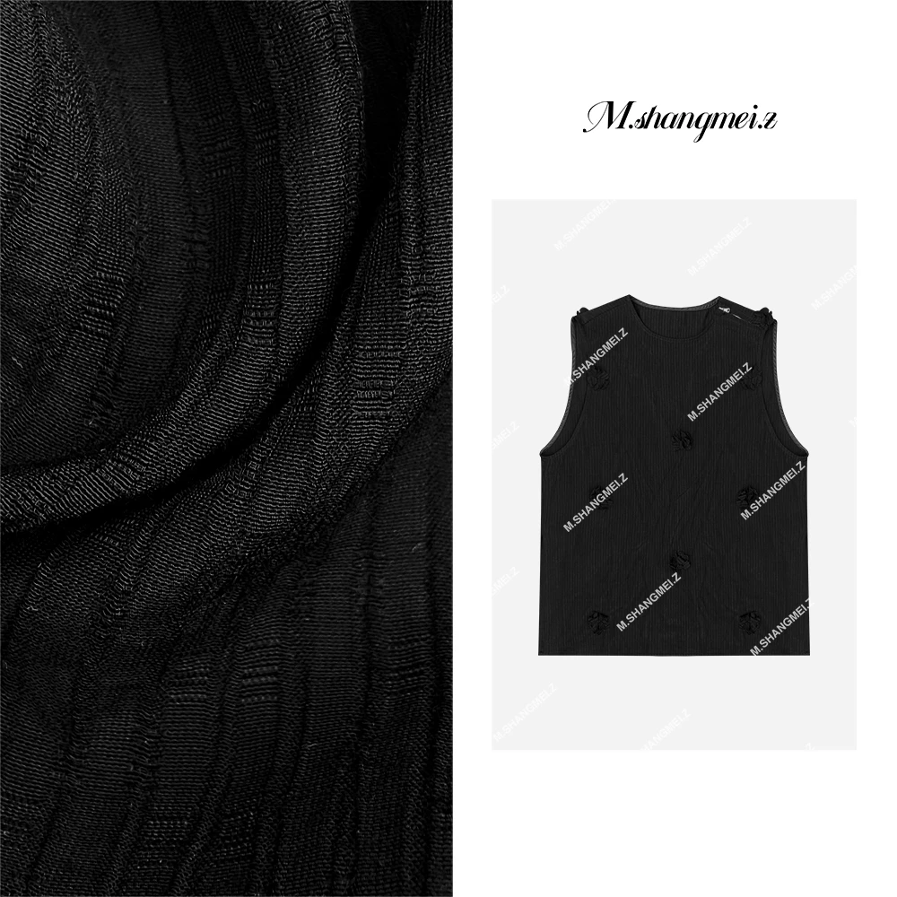 M.SHANGMEI.Z/沐熙【黑玫瑰】美大哥设计感立体花朵通勤背心X052459