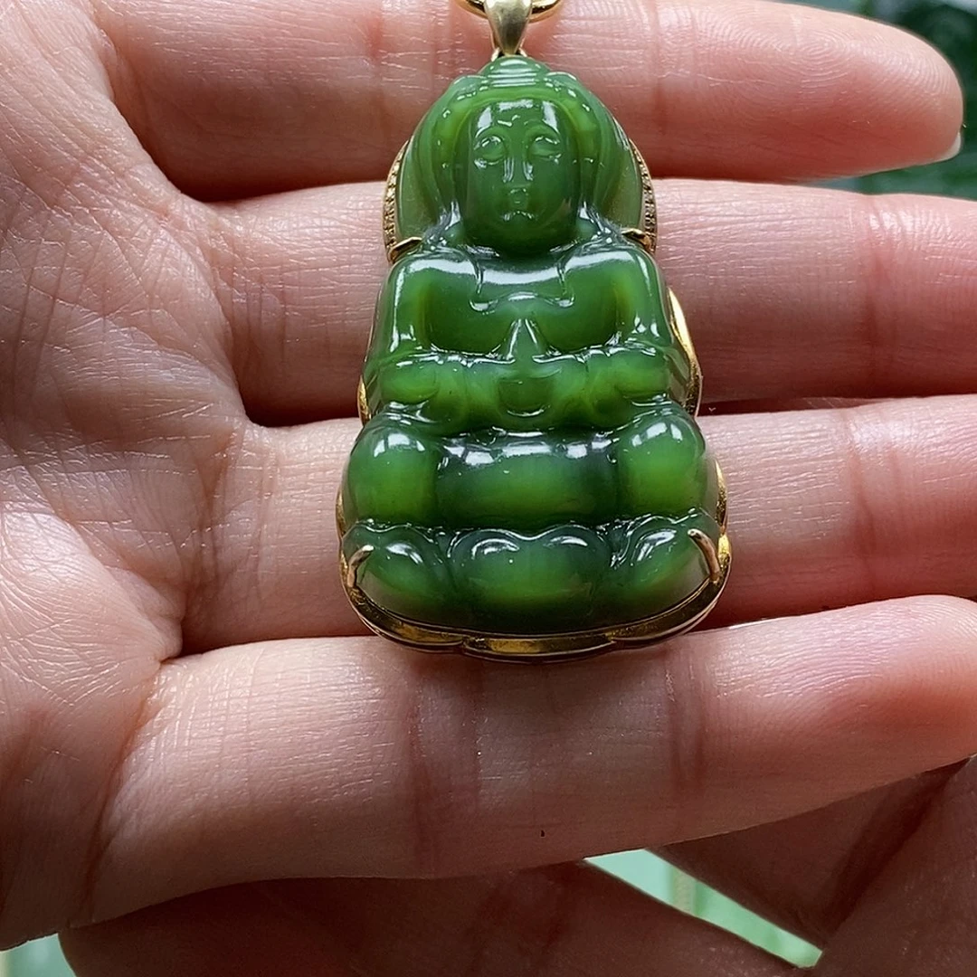 和田玉（碧玉）颈饰银S925镶嵌