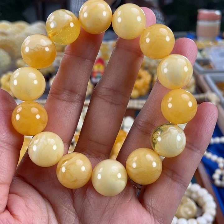 琥珀未镶嵌珠宝奇石15多宝手串圆珠30.5