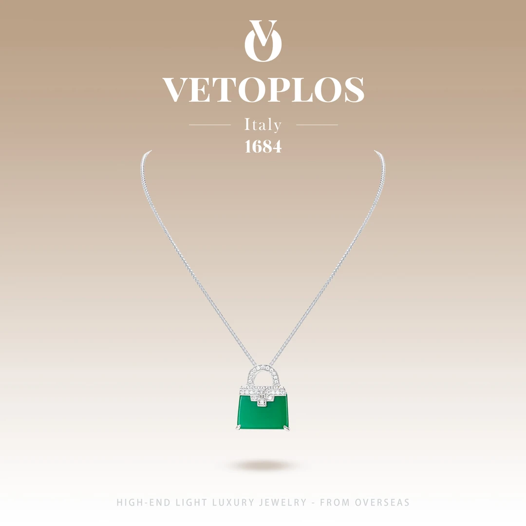 坠链均925银莫桑石 【仕玉包包】Vetoplos款小凯莉精致镶嵌F1032