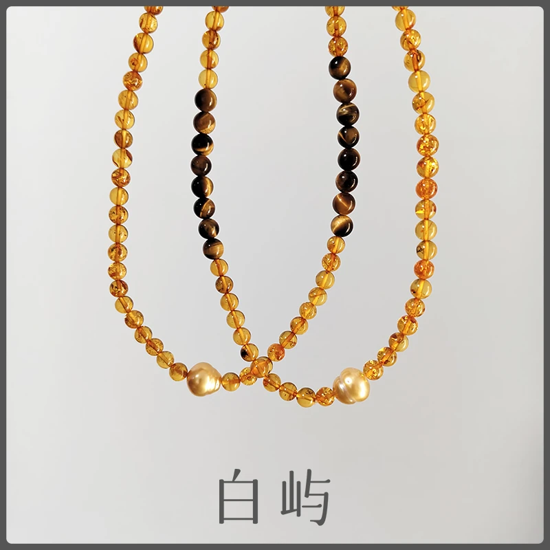 B35天然海水南洋金珠琥珀手链10-11mm（多样性发一）