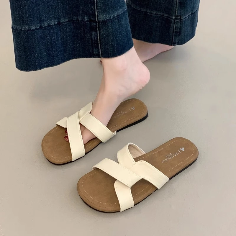 法式凉拖鞋女夏外穿2025新款网红爆款软底平底孕妇防滑沙滩一字拖