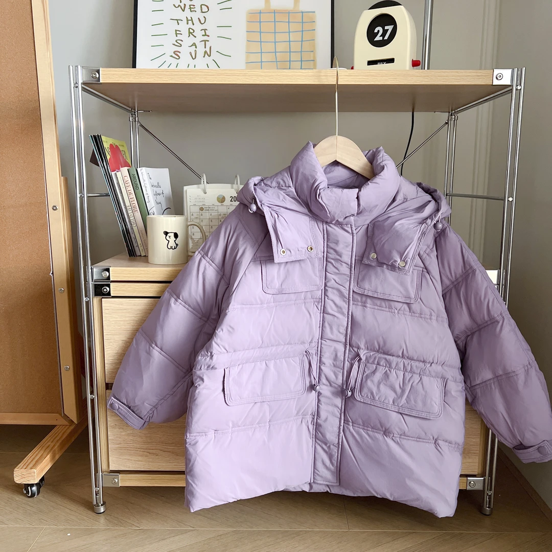 小菲特女童冬装加厚连帽羽绒外套儿童中长款保暖上衣LMYDW36803