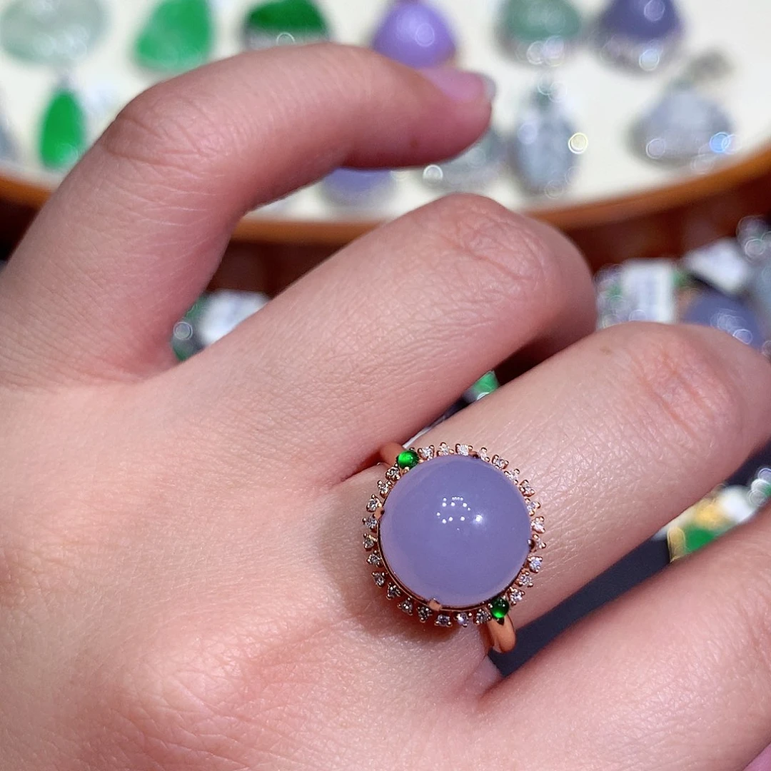 翡翠吊坠(不含链)18K金镶嵌