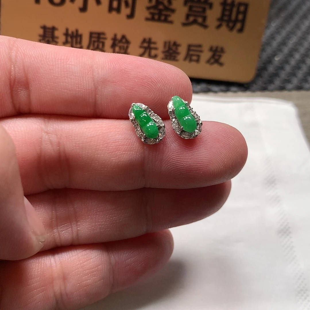 颈饰银S925镶嵌翡翠耳钉