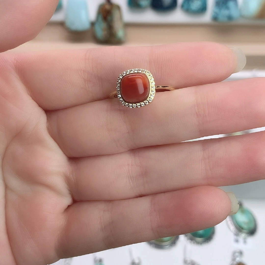 南红玛瑙银S925镶嵌珠宝奇石